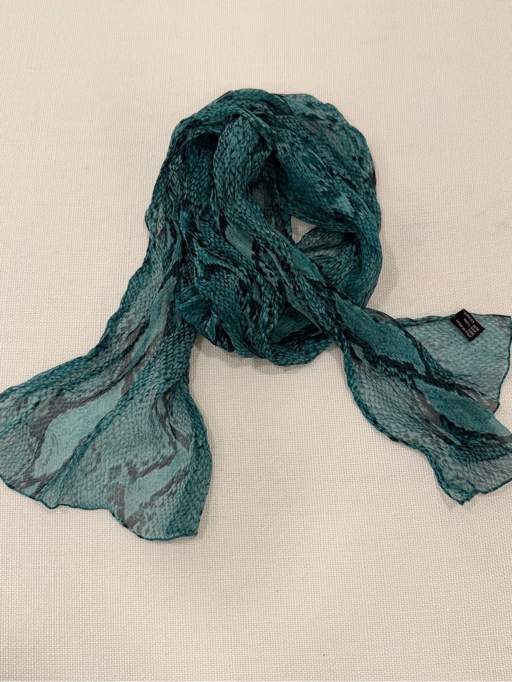 Gucci Teal Patterned Lightweight Women's Scarf